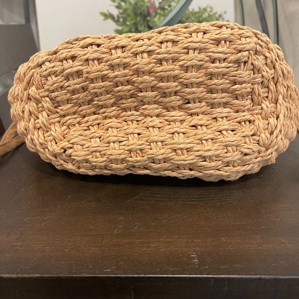 Straw Drawstring Mini Bucket Handbag - image 3